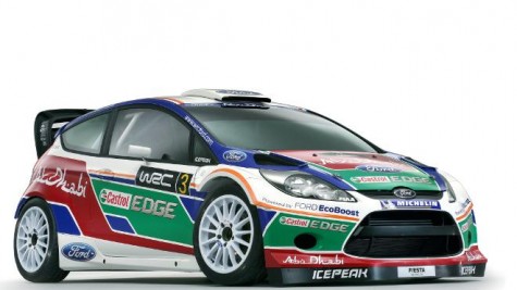 The new 2011 Ford Fiesta WRC shows off the Ford team livery