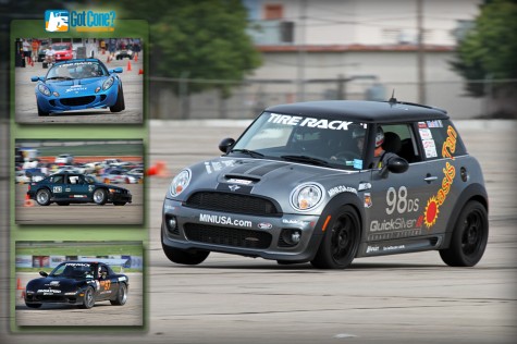 Craig Wilcox gets his DS Mini Cooper on 2 wheels at the 2011 SCCA ProSolo Finale