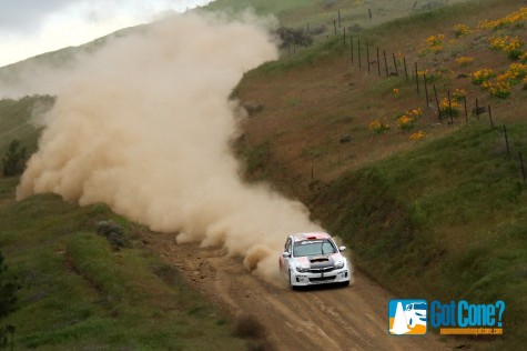 Dillon Van Way kicking up a bunch of dust at Oregon Trail Rally