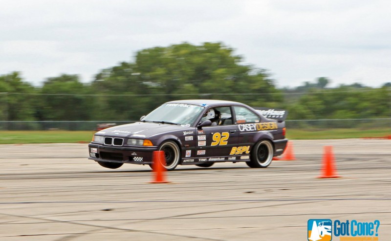 BMW M3 using the grip at 2014 Solo Naitonal Championships to 2 wheel it to the finish