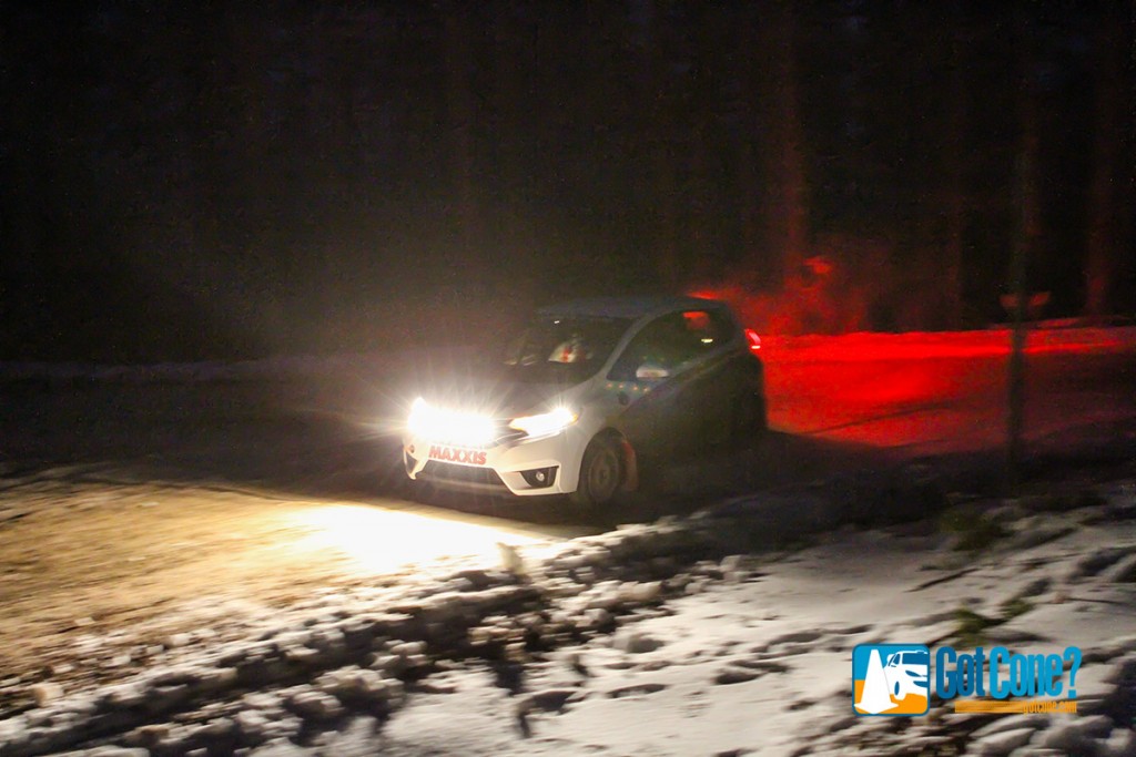 Honda Performance Racing Division Rally car tackling a night stage