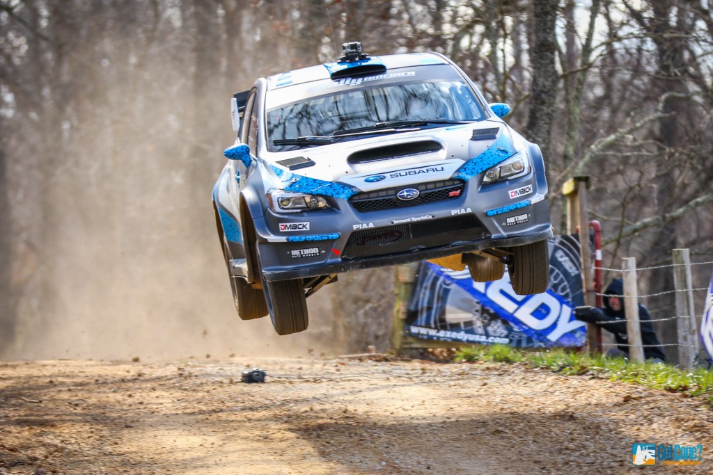 David Higgins 75 Subaru flying through the air