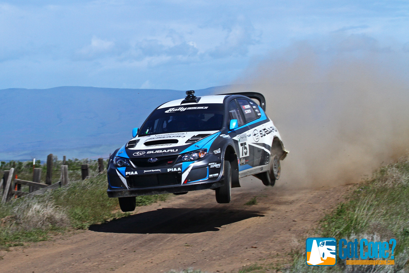 David Higgins jumps his Subaru Rally Car with only 3 tires.