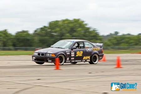 BMW M3 using the grip at 2014 Solo Naitonal Championships to 2 wheel it to the finish